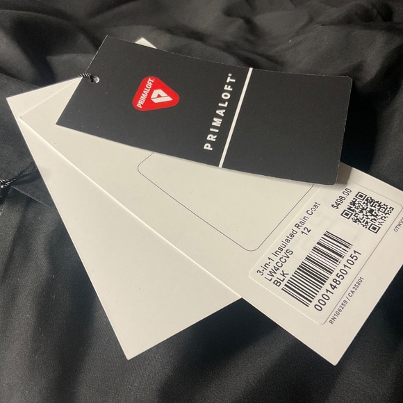 LULULEMON 3 - 1 INSULATED RAIN COAT NWT $498.00 RETAIL BLACK SZ 12 VERY OVERSIZE - Picture 12 of 14